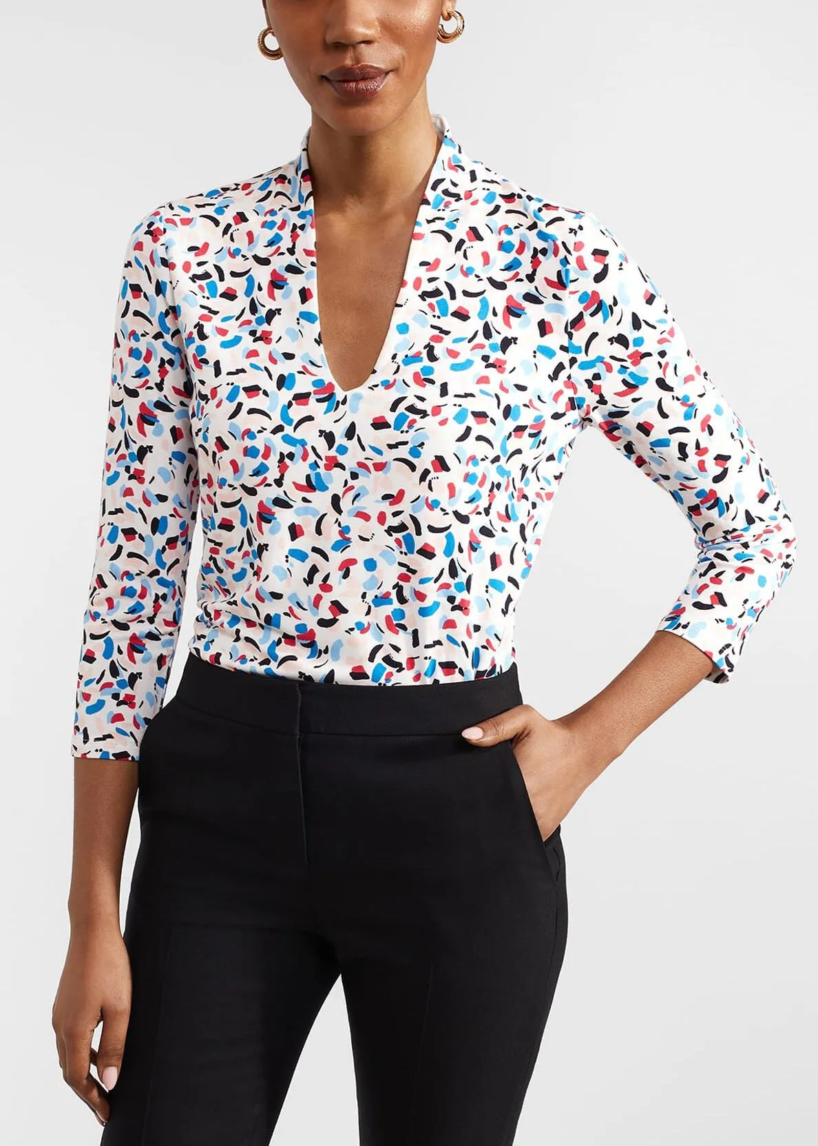 Aimee Printed Top 0124/2278/3669l00 Ivory-Multi