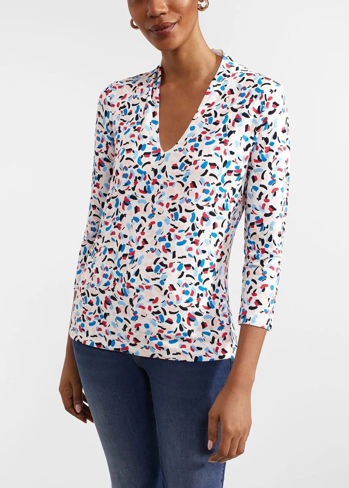 Aimee Printed Top 0124/2278/3669l00 Ivory-Multi