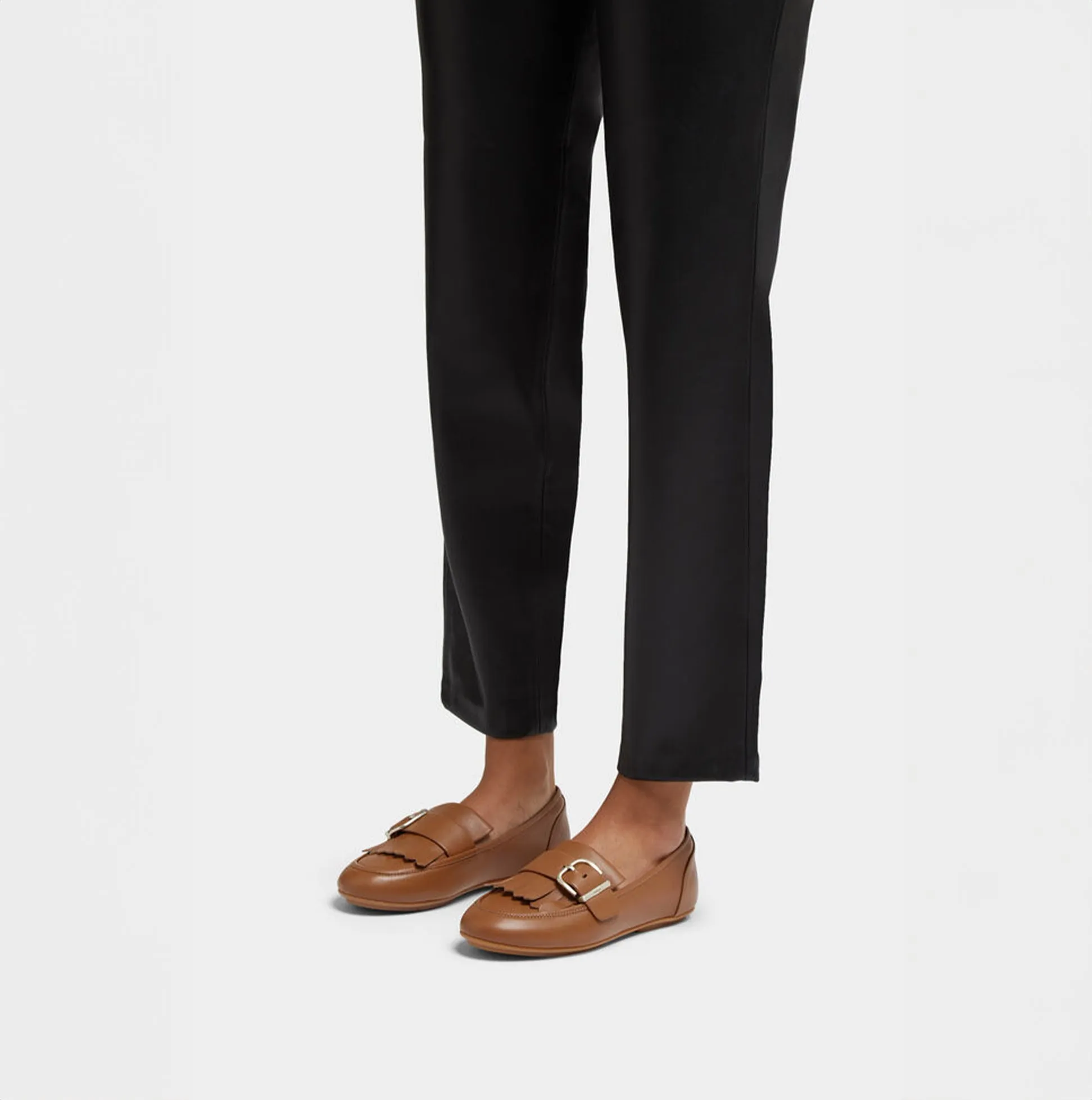 ALLEGRO FRINGE BUCKLED Womens Loafers Light Tan