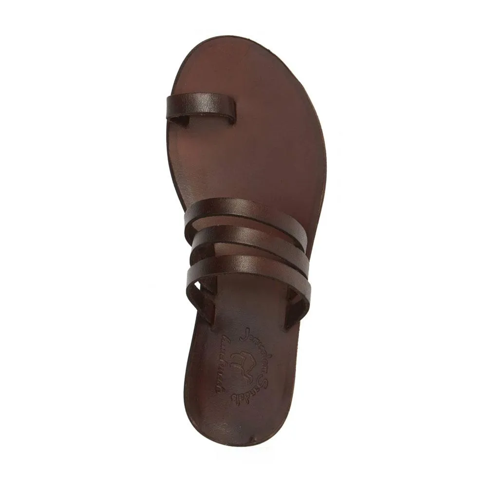 Angela - Leather Slip On Sandal | Brown