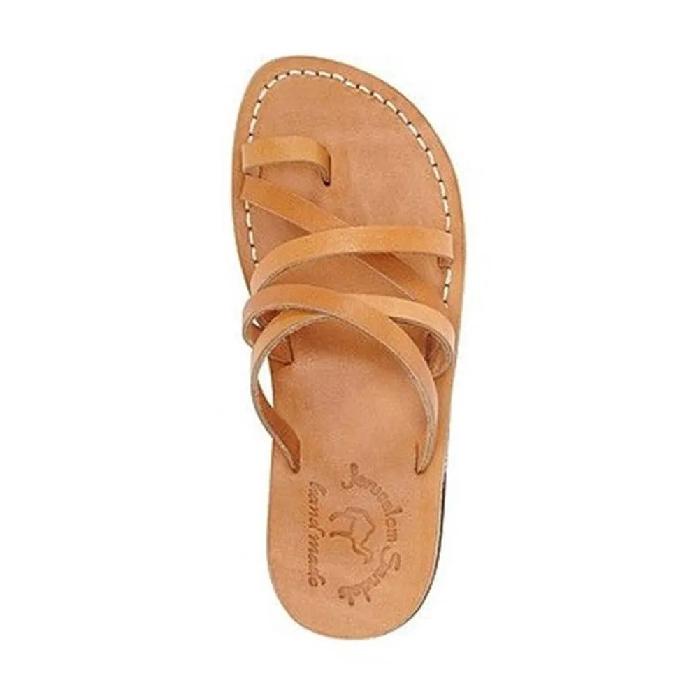 Ariel - Leather Cross Strap Sandal | Tan