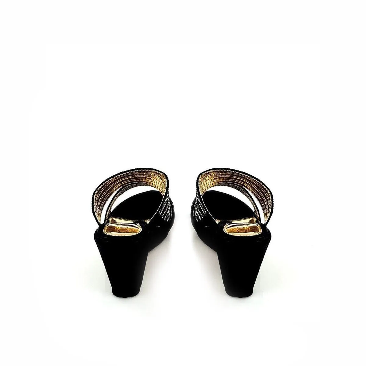 Arya 2 Strap Diamante Wedge Mule