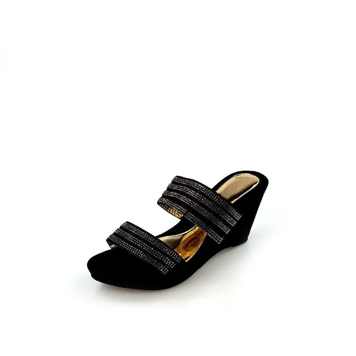 Arya 2 Strap Diamante Wedge Mule