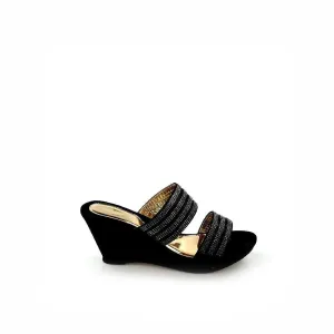 Arya 2 Strap Diamante Wedge Mule
