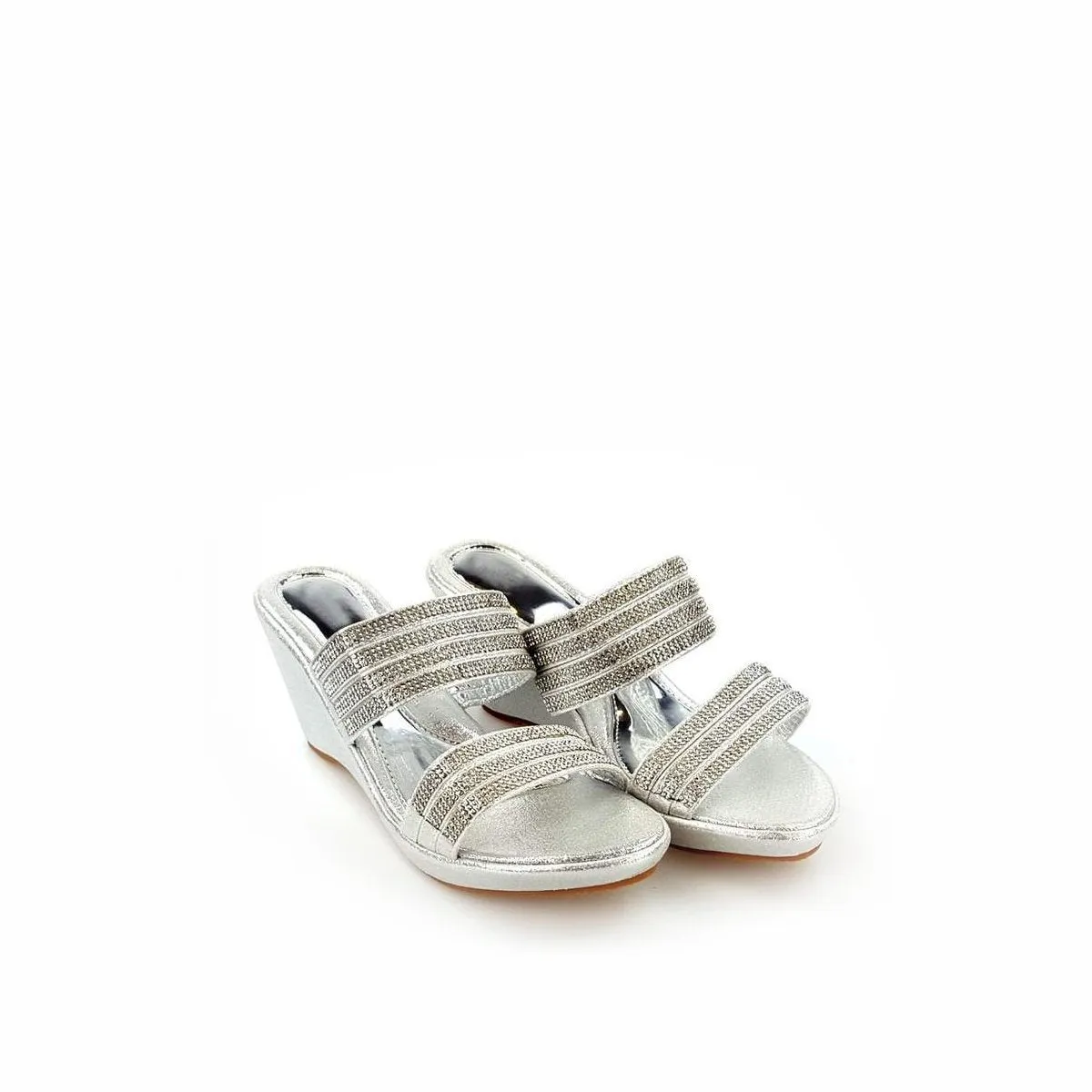 Arya 2 Strap Diamante Wedge Mule