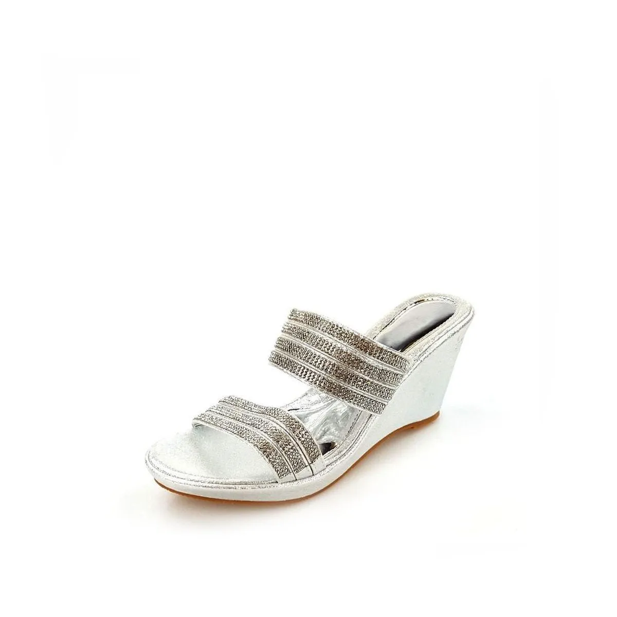 Arya 2 Strap Diamante Wedge Mule