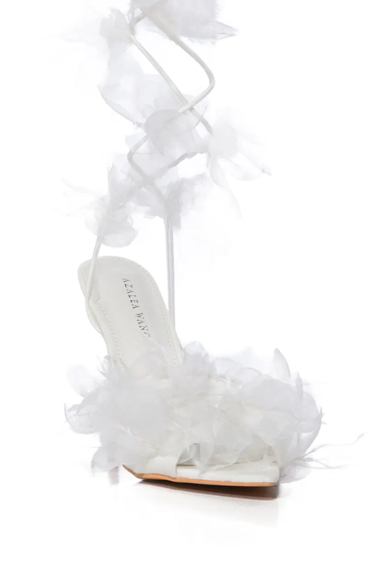 AZALEA WANG ELKIN FLOWER EMBELLISHED SANDAL IN WHITE