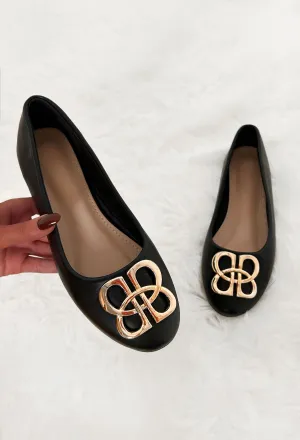 Back To Business Black Gold Detail Pumps