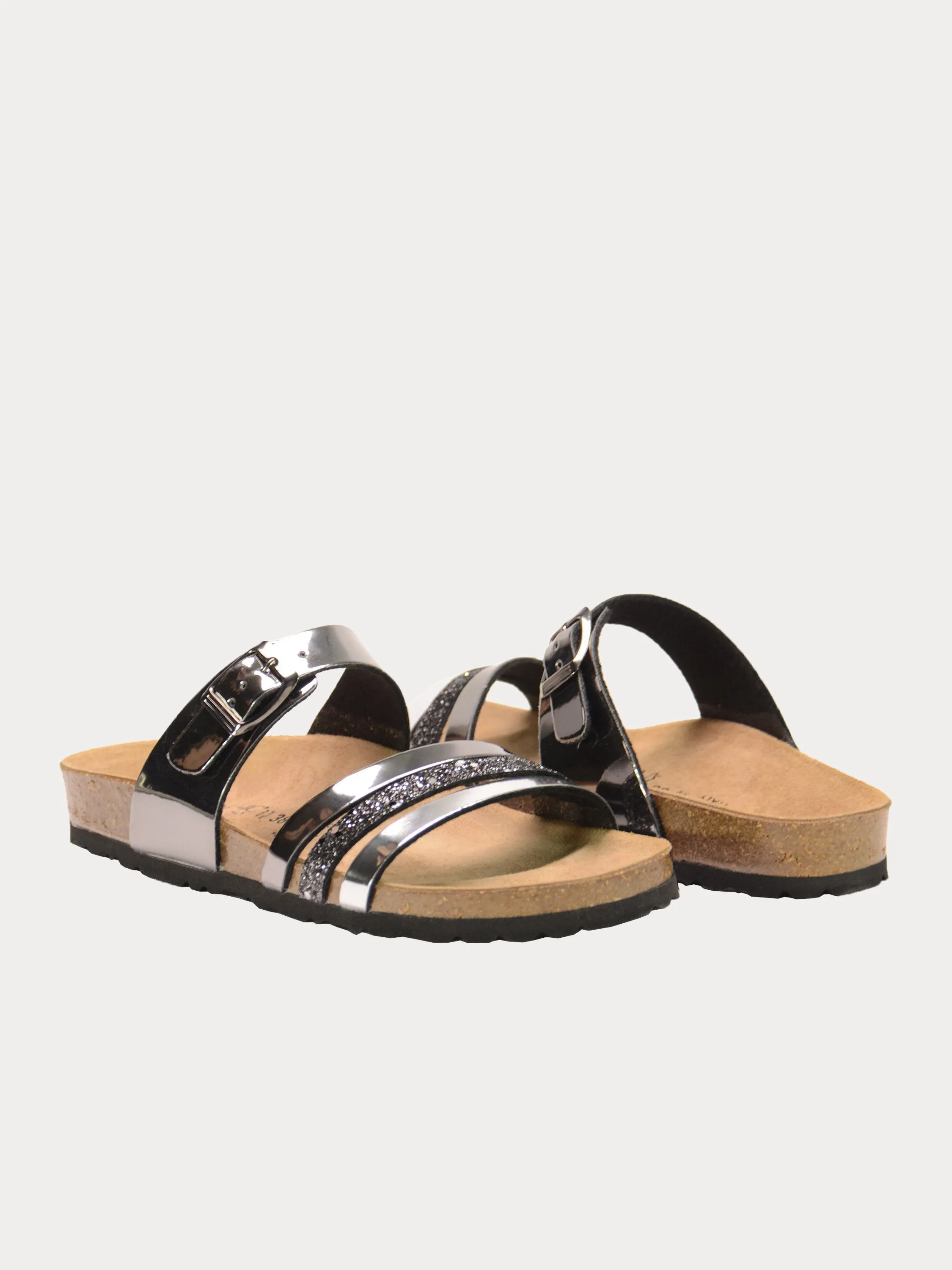 Biochic Women's Multi Strap Patent Finish Sandals