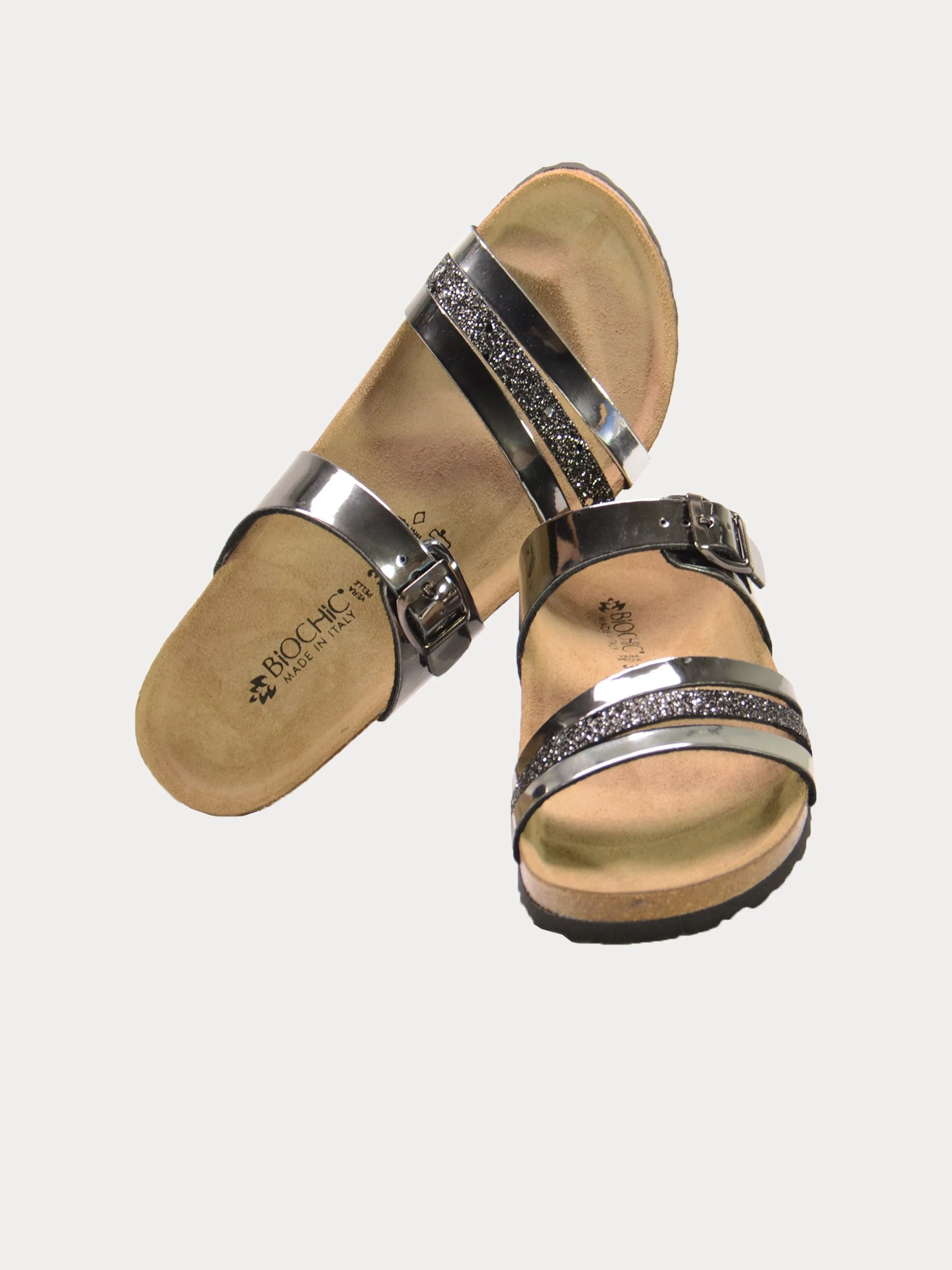 Biochic Women's Multi Strap Patent Finish Sandals