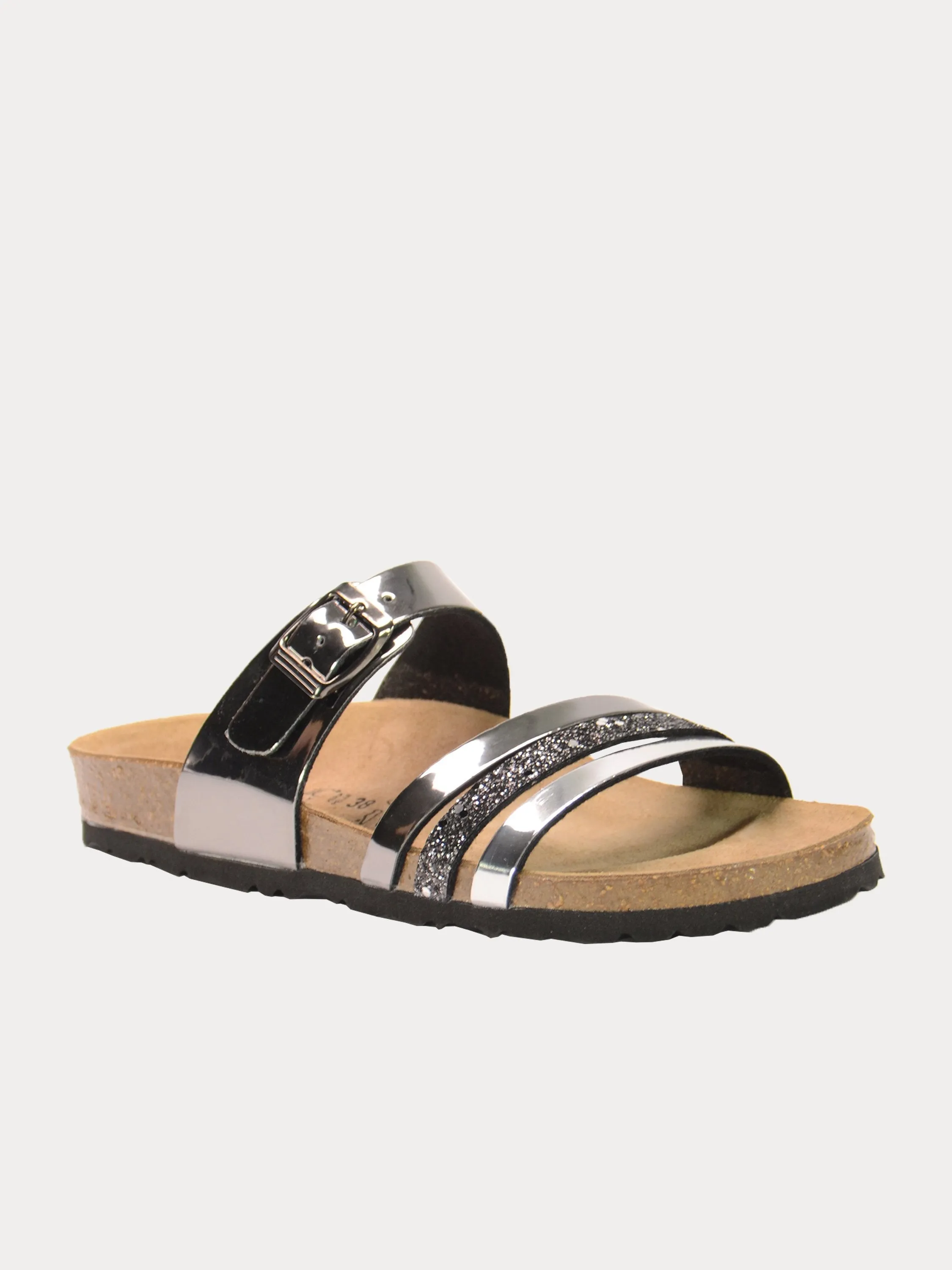 Biochic Women's Multi Strap Patent Finish Sandals