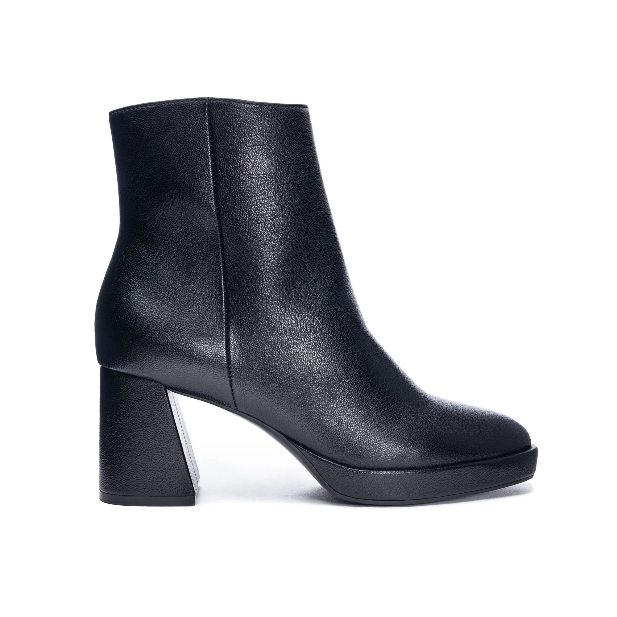Black Blocked Heel Dodger Bootie
