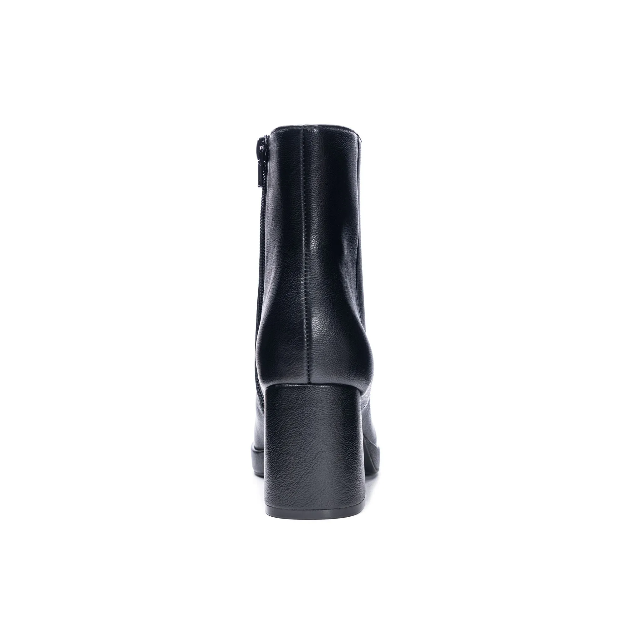 Black Blocked Heel Dodger Bootie