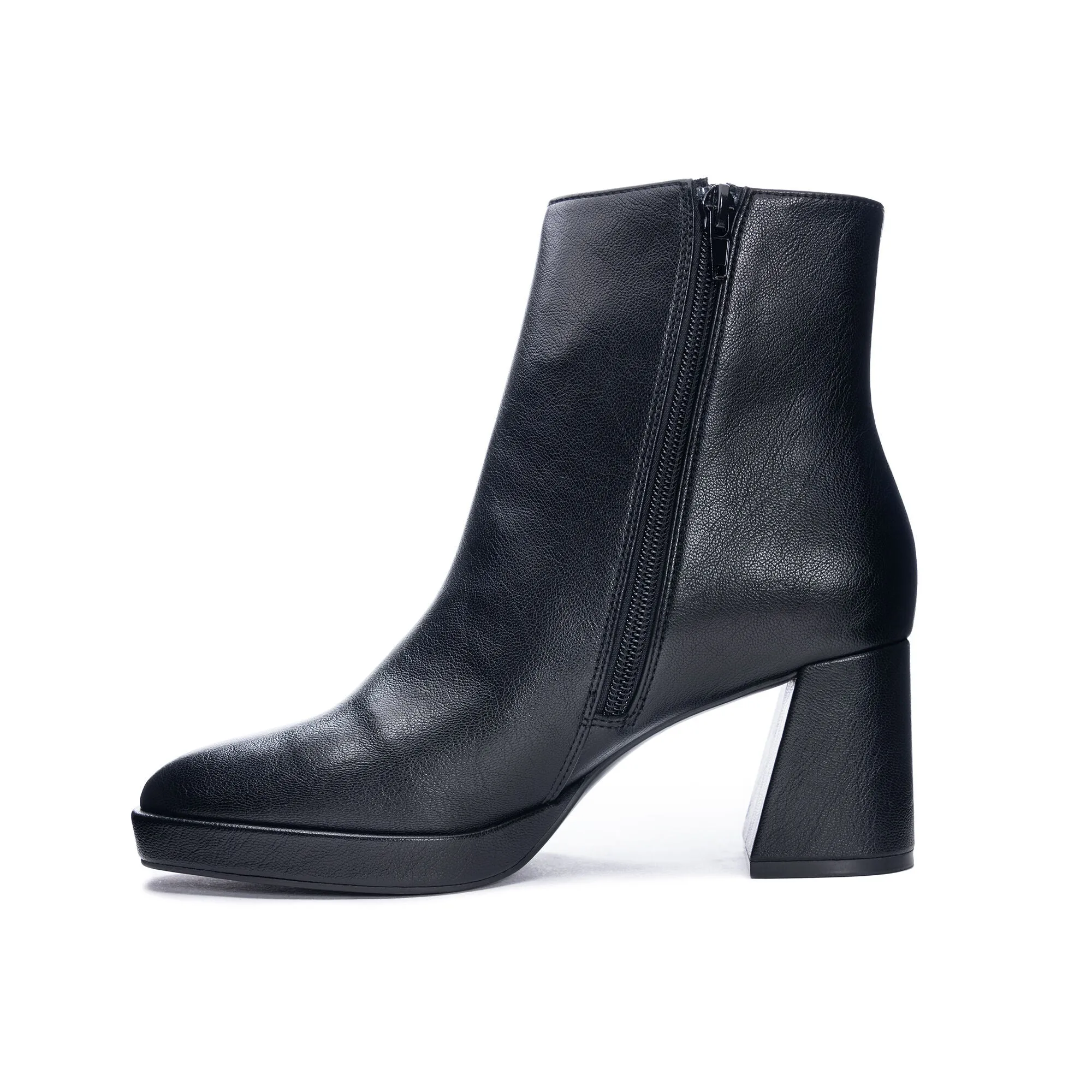 Black Blocked Heel Dodger Bootie