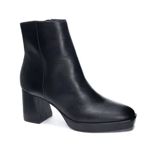 Black Blocked Heel Dodger Bootie