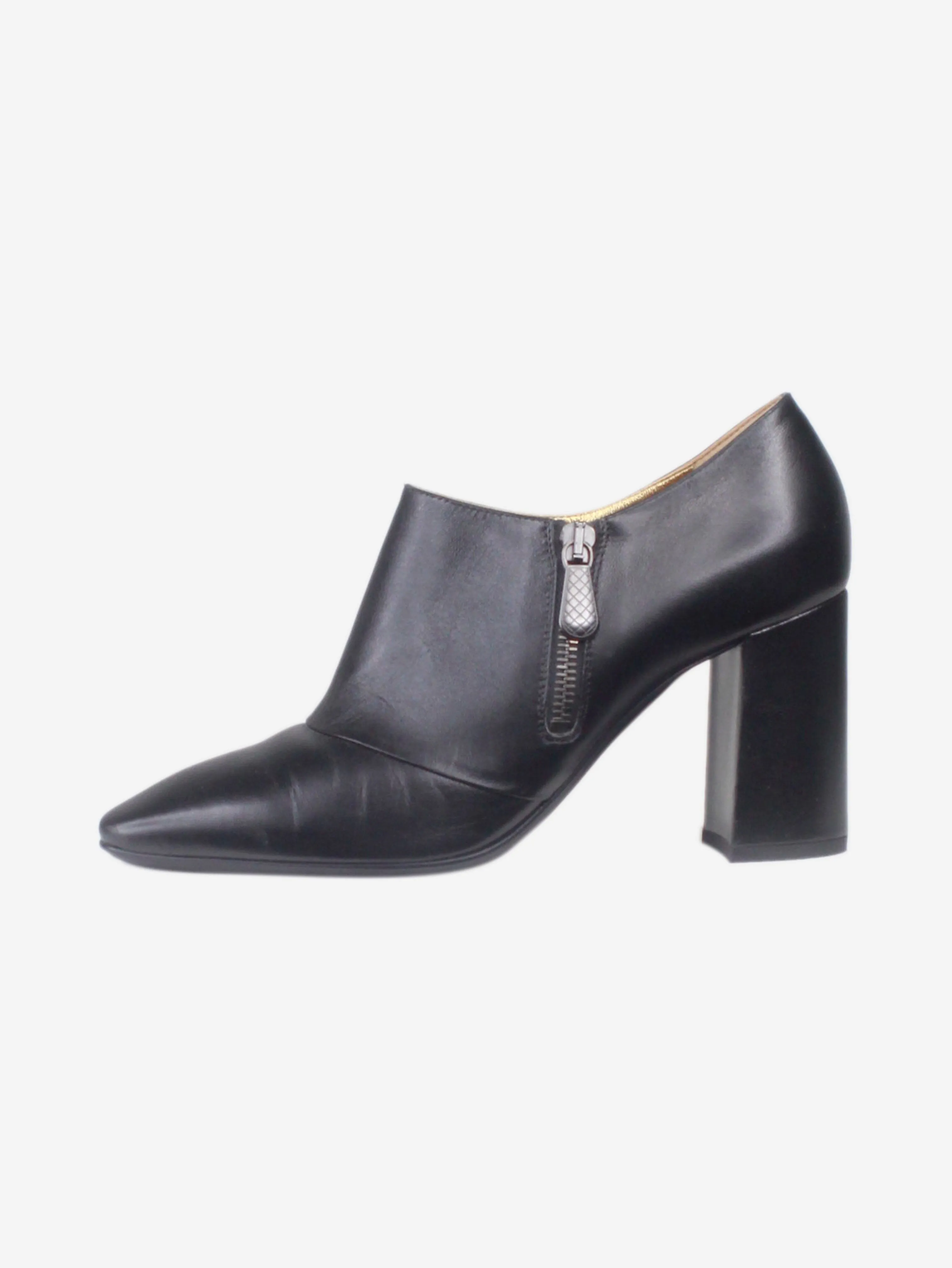 Black leather low boots - size EU 37