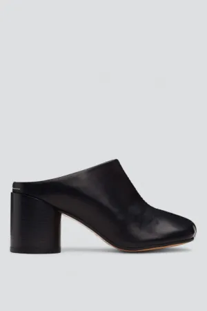 Black Leather Mules