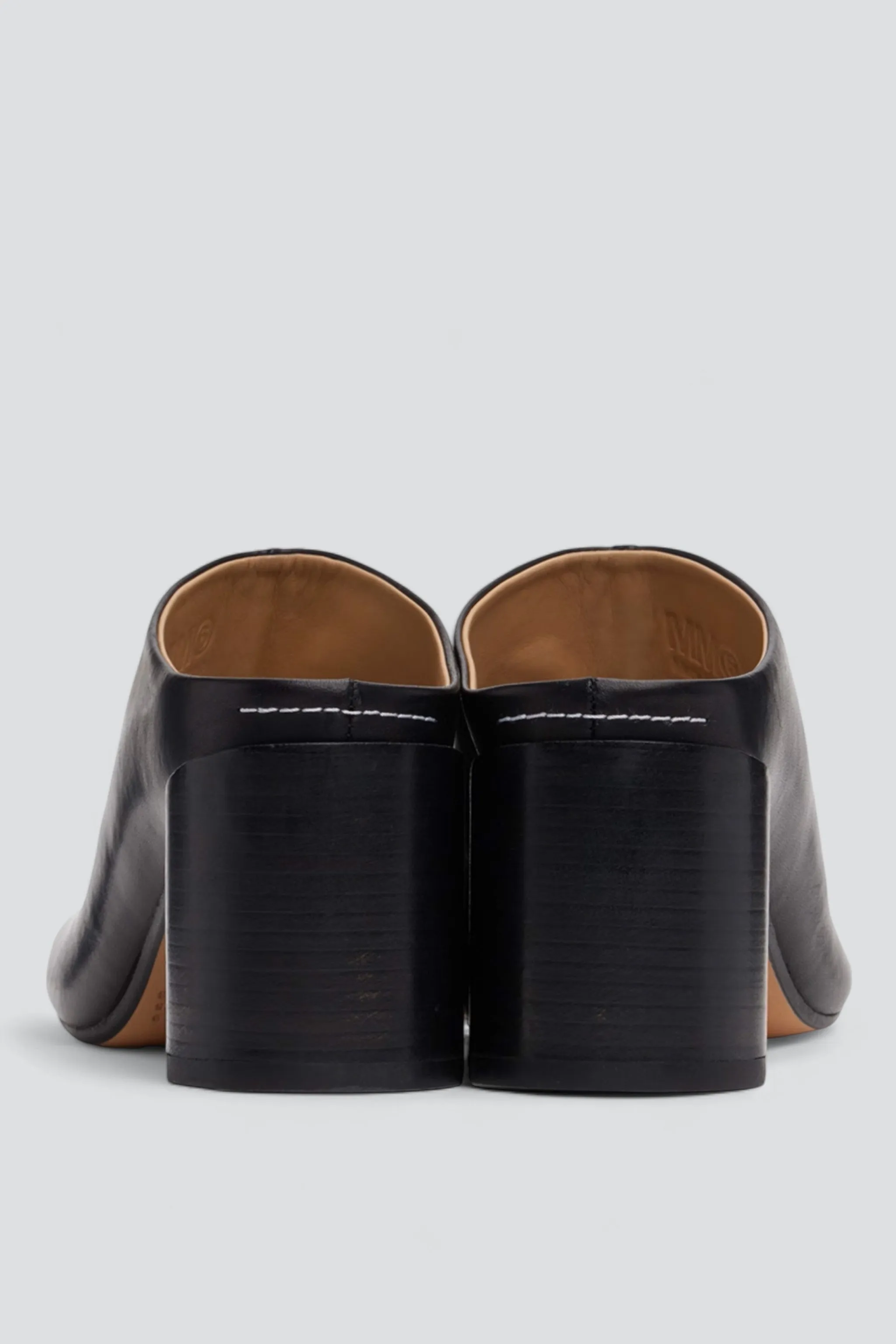 Black Leather Mules