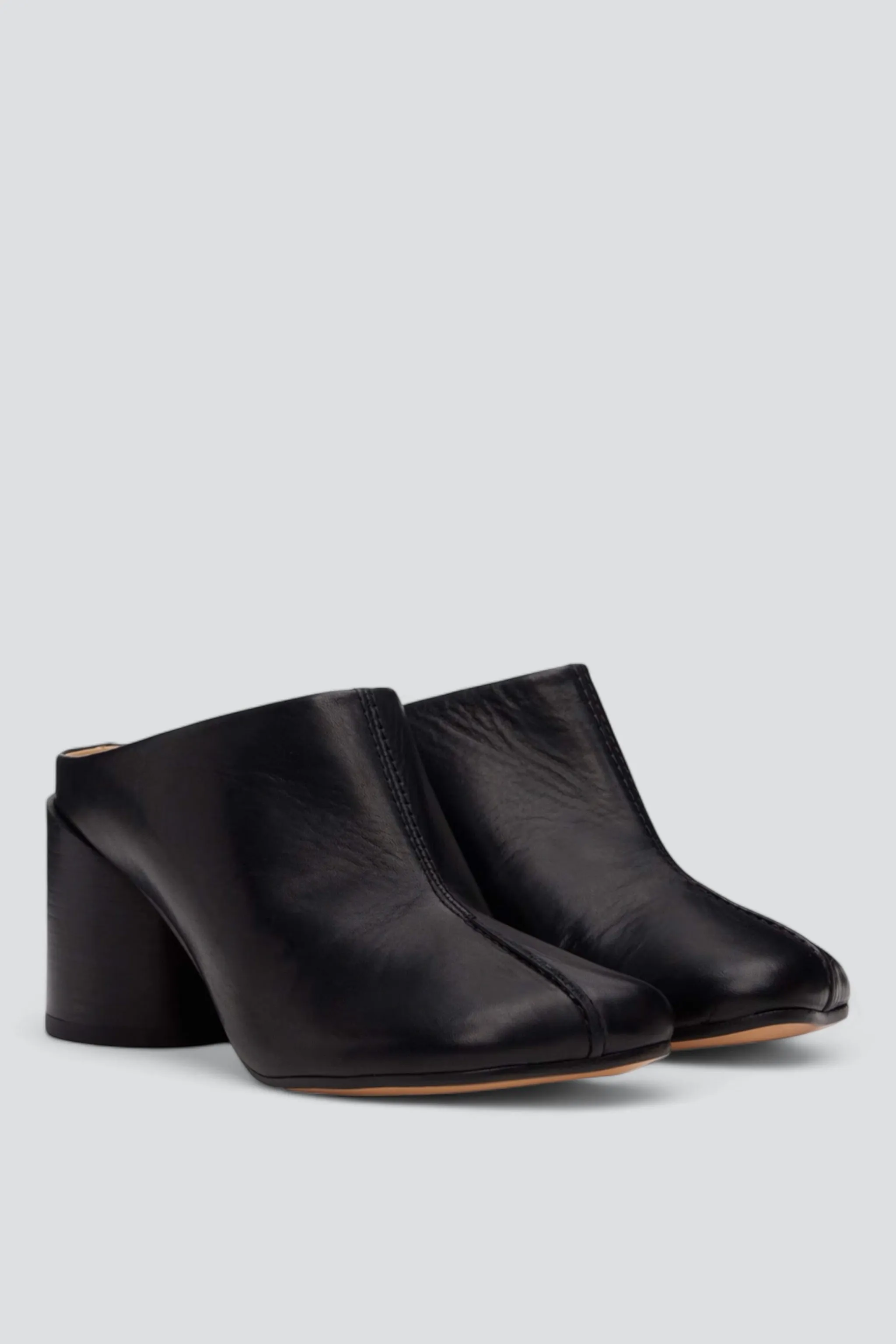 Black Leather Mules