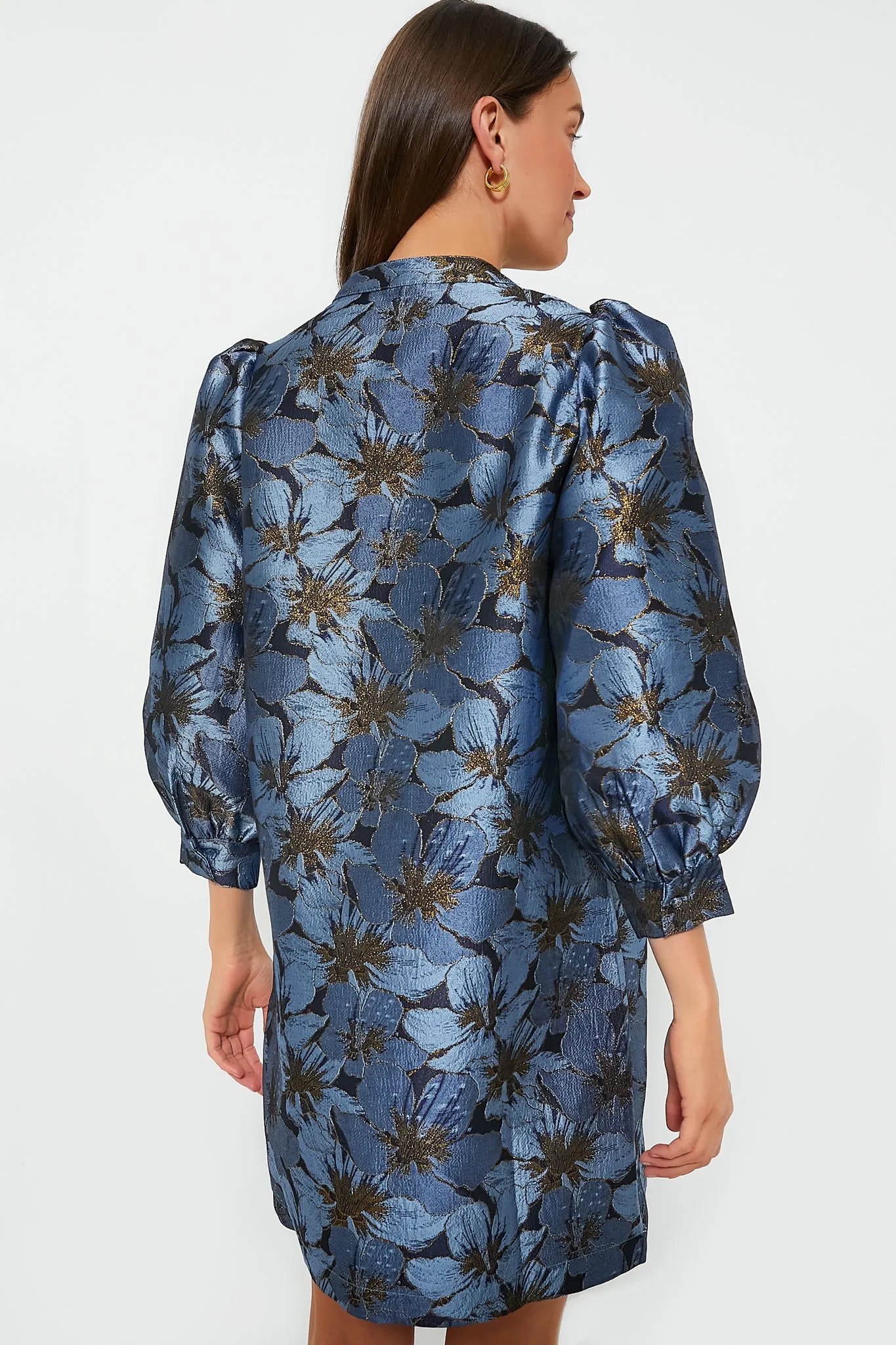 Blue Blossom Jacquard Samantha Dress