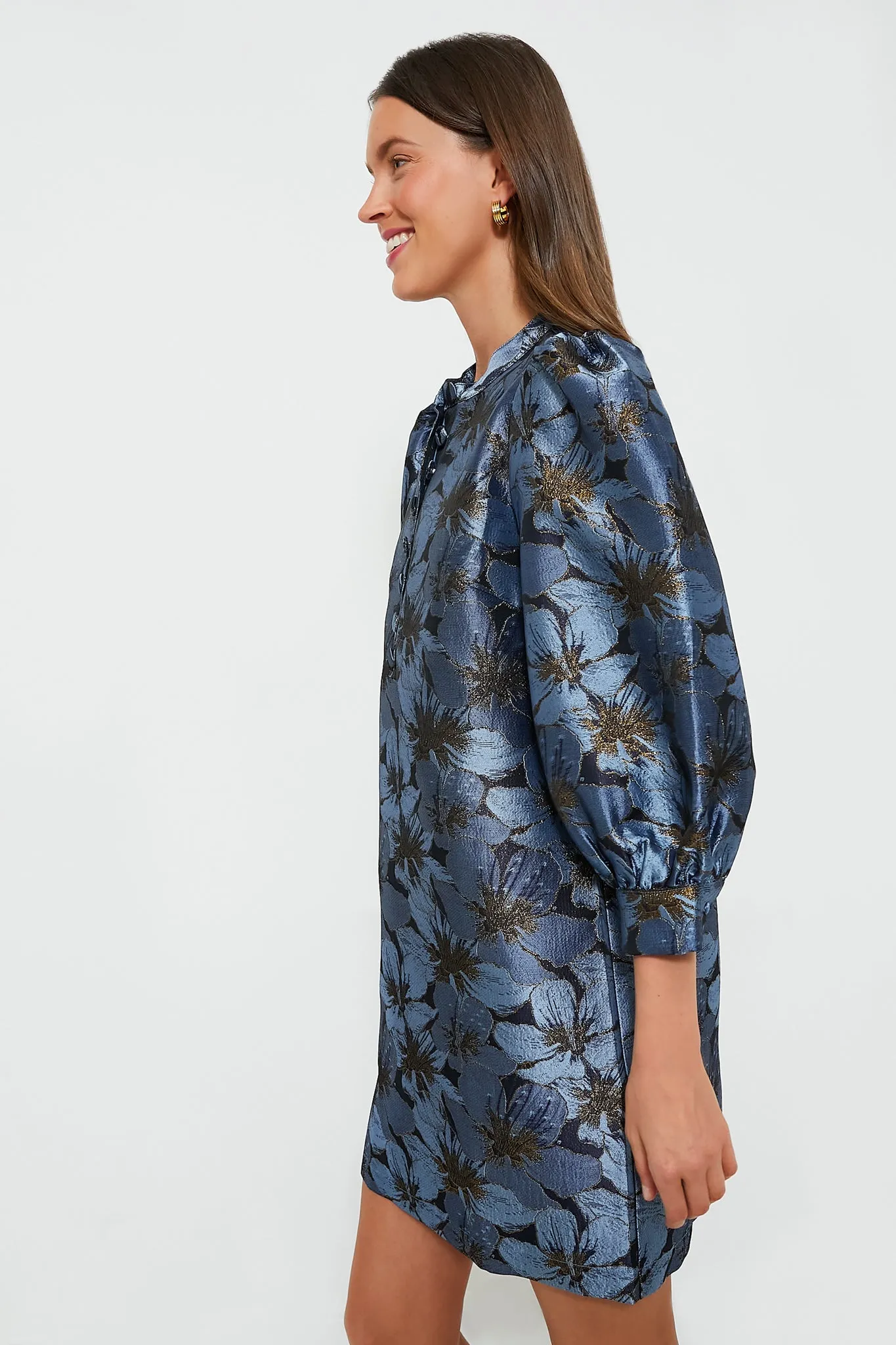 Blue Blossom Jacquard Samantha Dress