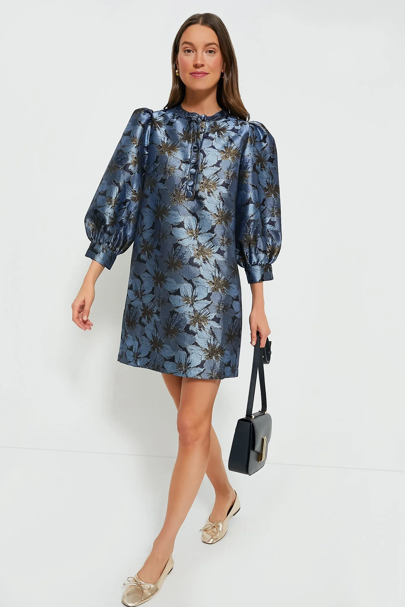 Blue Blossom Jacquard Samantha Dress