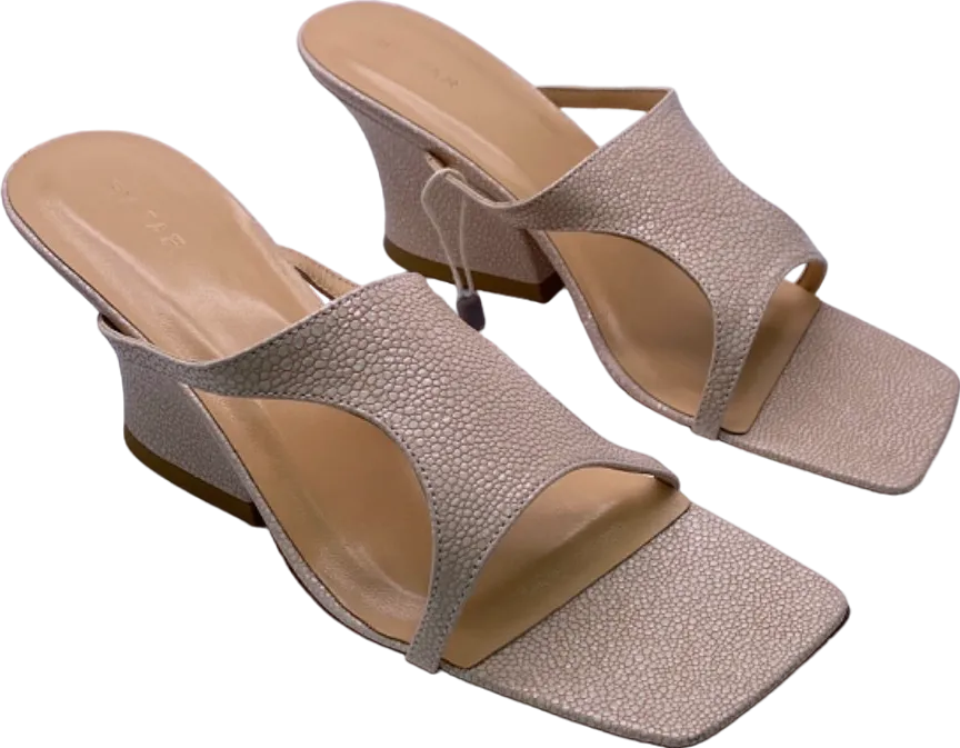 By Far Beige Cruz stingray-effect leather mules EUR 37 UK 4