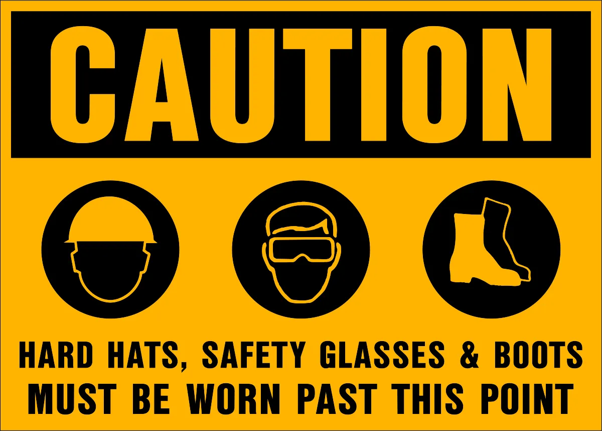 Caution - Head, Eye & Foot Protection