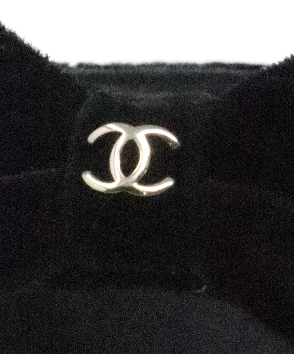 Chanel Black Velvet & Pearl Sandals sz 10
