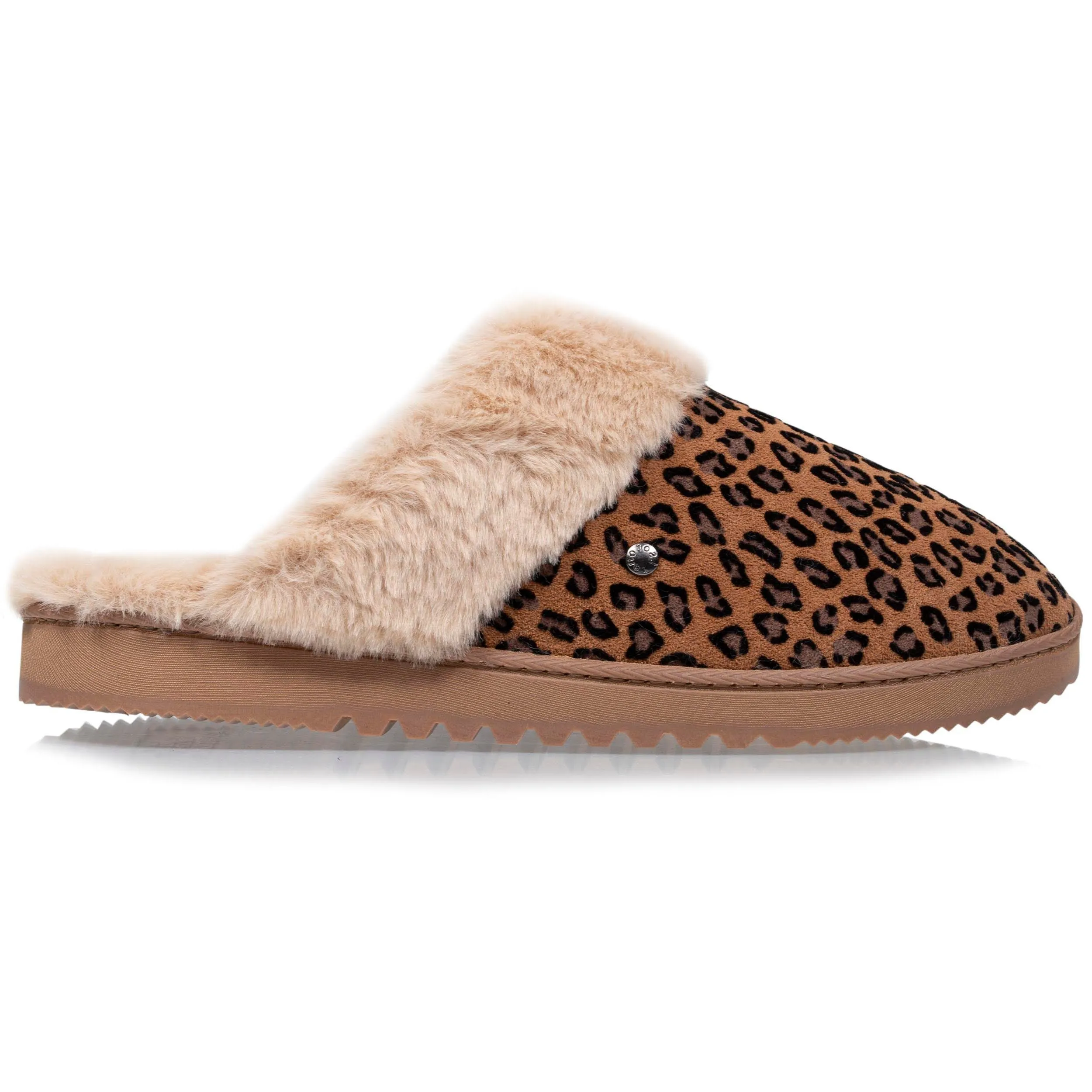 Chaussons mules cuir Femme Léopard