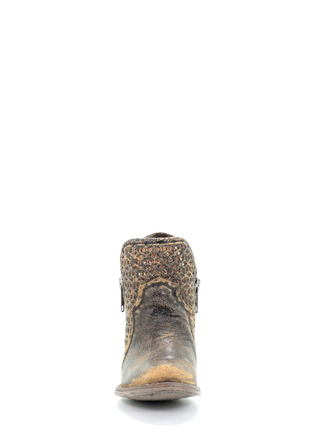 Circle G Urban Ladies Black/Yellow Cowhide Leather Shortie Boots