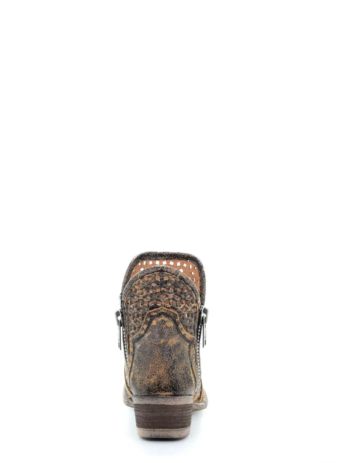 Circle G Urban Ladies Black/Yellow Cowhide Leather Shortie Boots