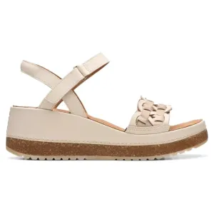 Clarks Kassanda Bar Cream Leather Sandal (Women's)