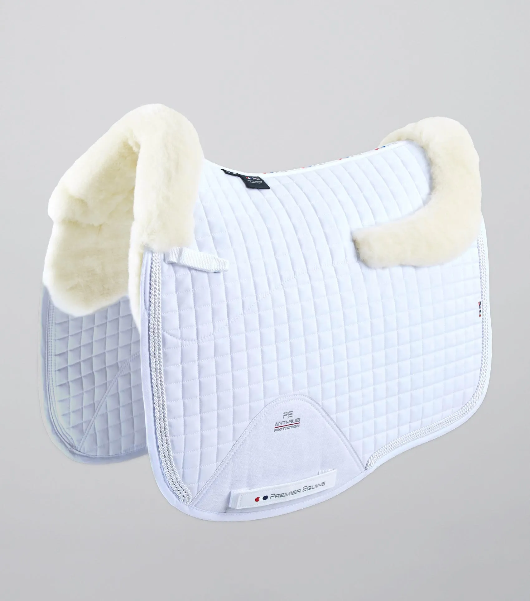 Close Contact Merino Wool European Saddle Pad - Dressage Square White/Natural Wool