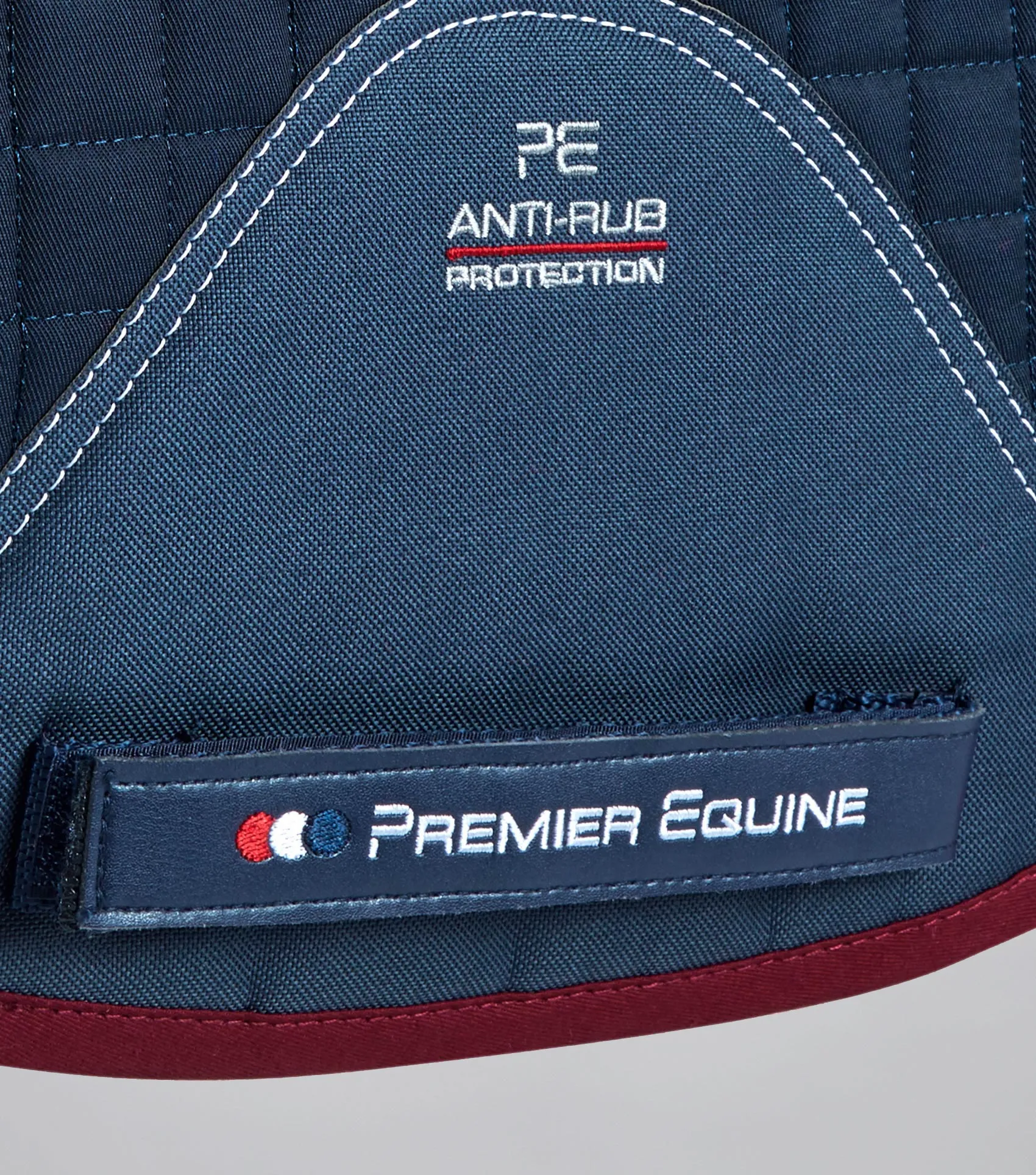 Close Contact Merino Wool European Saddle Pad - GP/Jump Square Navy/Burgundy Wool