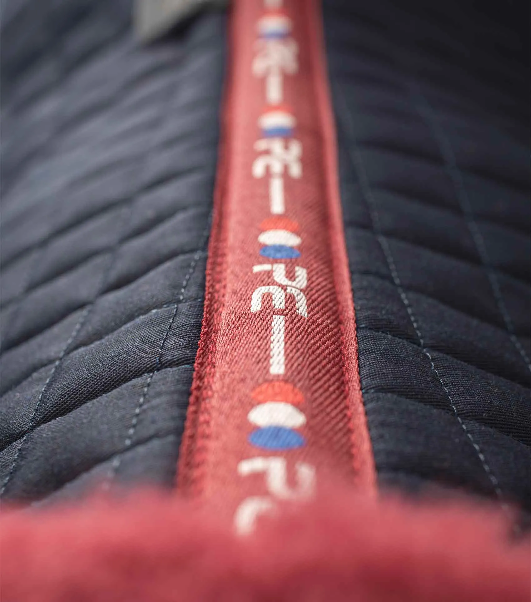 Close Contact Merino Wool European Saddle Pad - GP/Jump Square Navy/Burgundy Wool