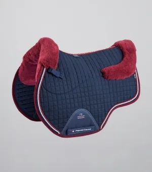 Close Contact Merino Wool European Saddle Pad - GP/Jump Square Navy/Burgundy Wool