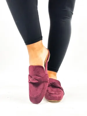 Corky's Burgundy Faux Suede Clingy Mules FINAL SALE