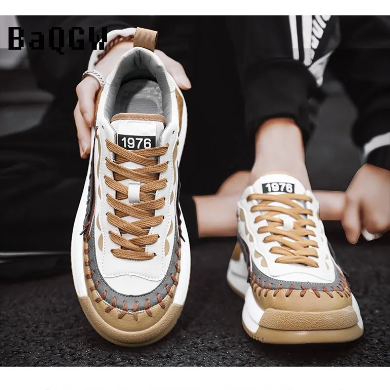 Designer Men&#39;s British Color Patchwork Height Increasing Causal Flats Shoes Loafers Sport Walking Sneakers Zapatillas Hombre