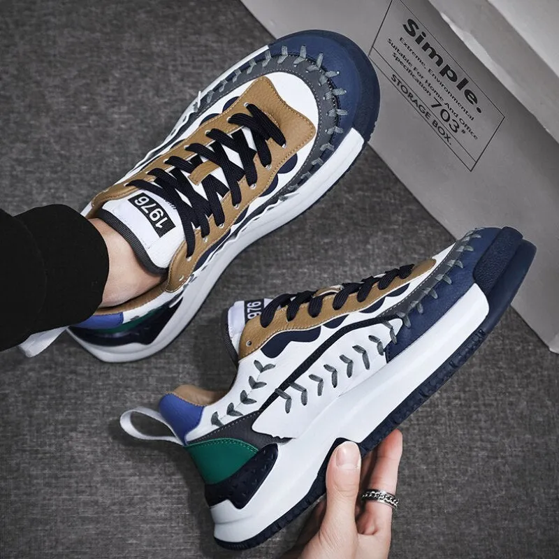 Designer Men&#39;s British Color Patchwork Height Increasing Causal Flats Shoes Loafers Sport Walking Sneakers Zapatillas Hombre