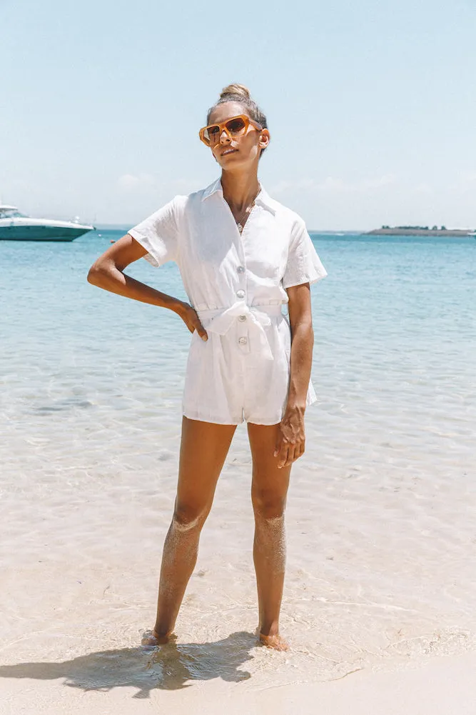 Easier To Stay Romper White