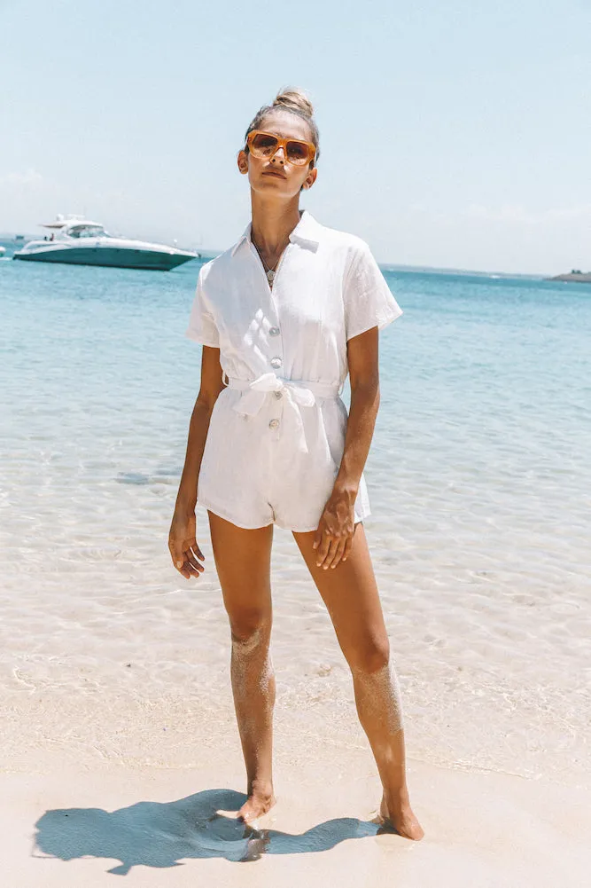 Easier To Stay Romper White