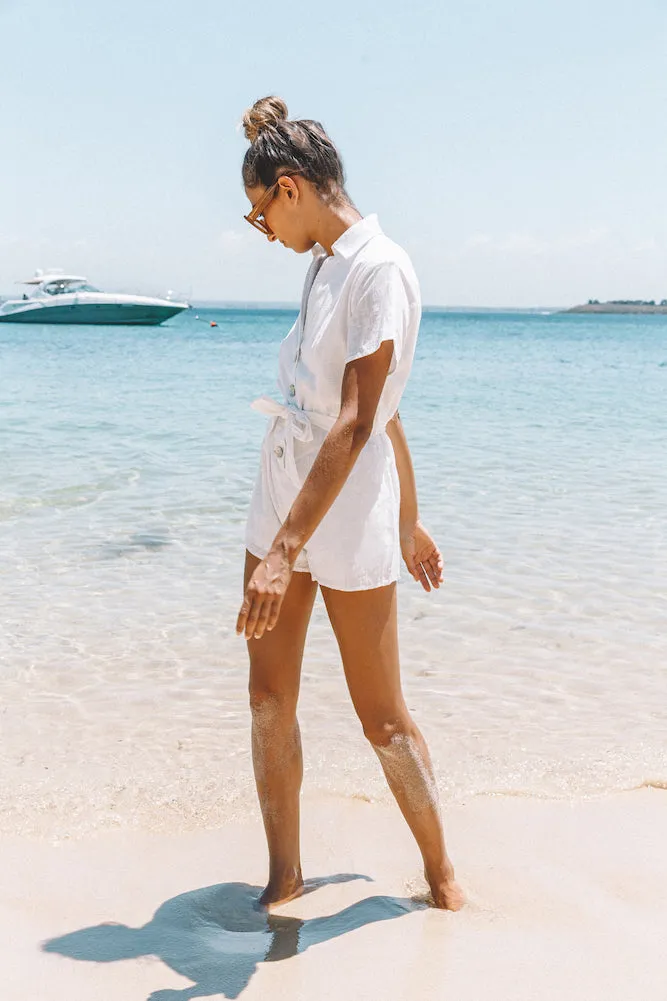Easier To Stay Romper White