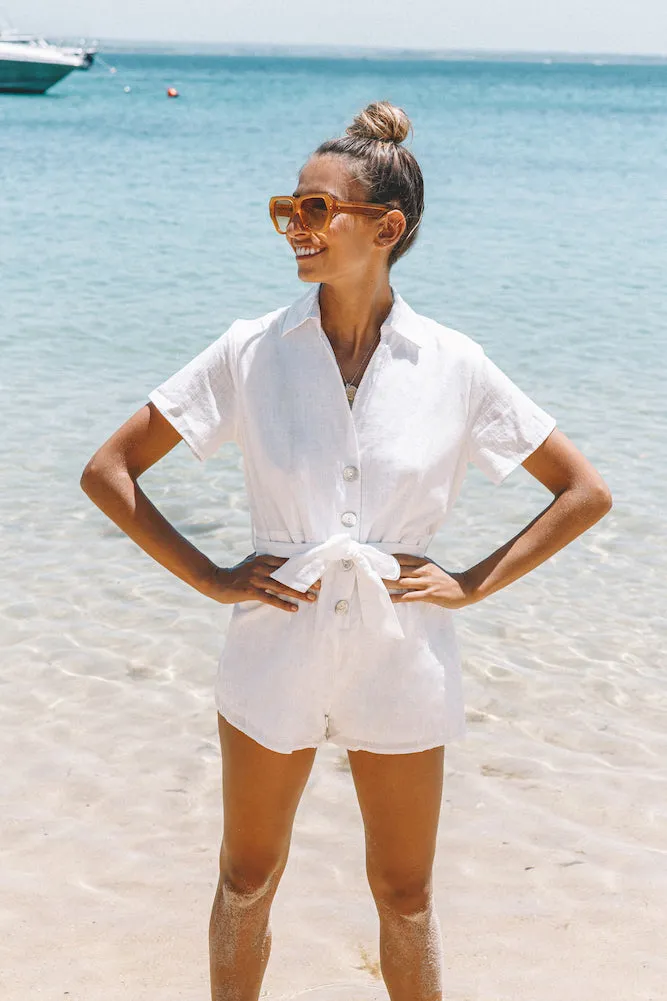 Easier To Stay Romper White
