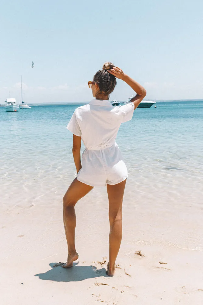 Easier To Stay Romper White