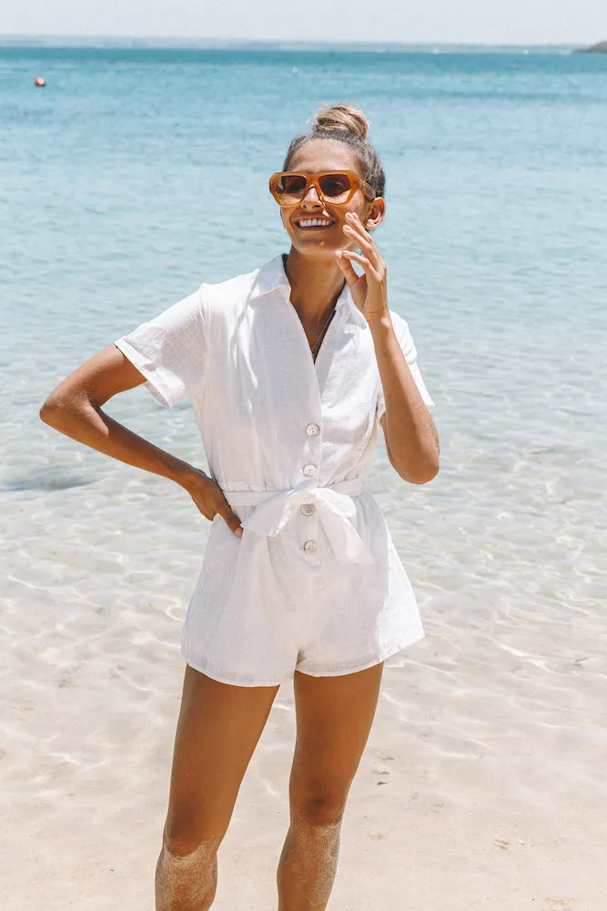 Easier To Stay Romper White