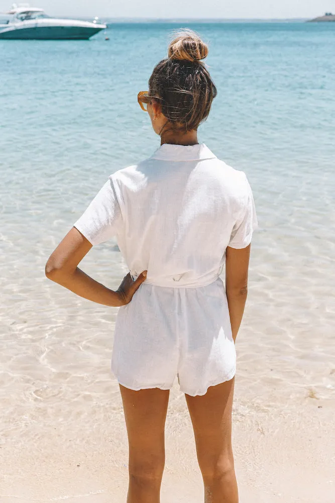 Easier To Stay Romper White