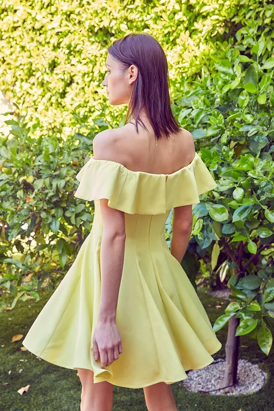 Elegant Ruffle Off-the-Shoulder Dress