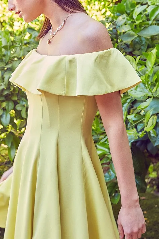 Elegant Ruffle Off-the-Shoulder Dress