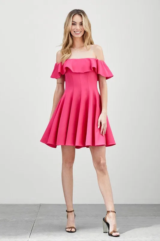 Elegant Ruffle Off-the-Shoulder Dress